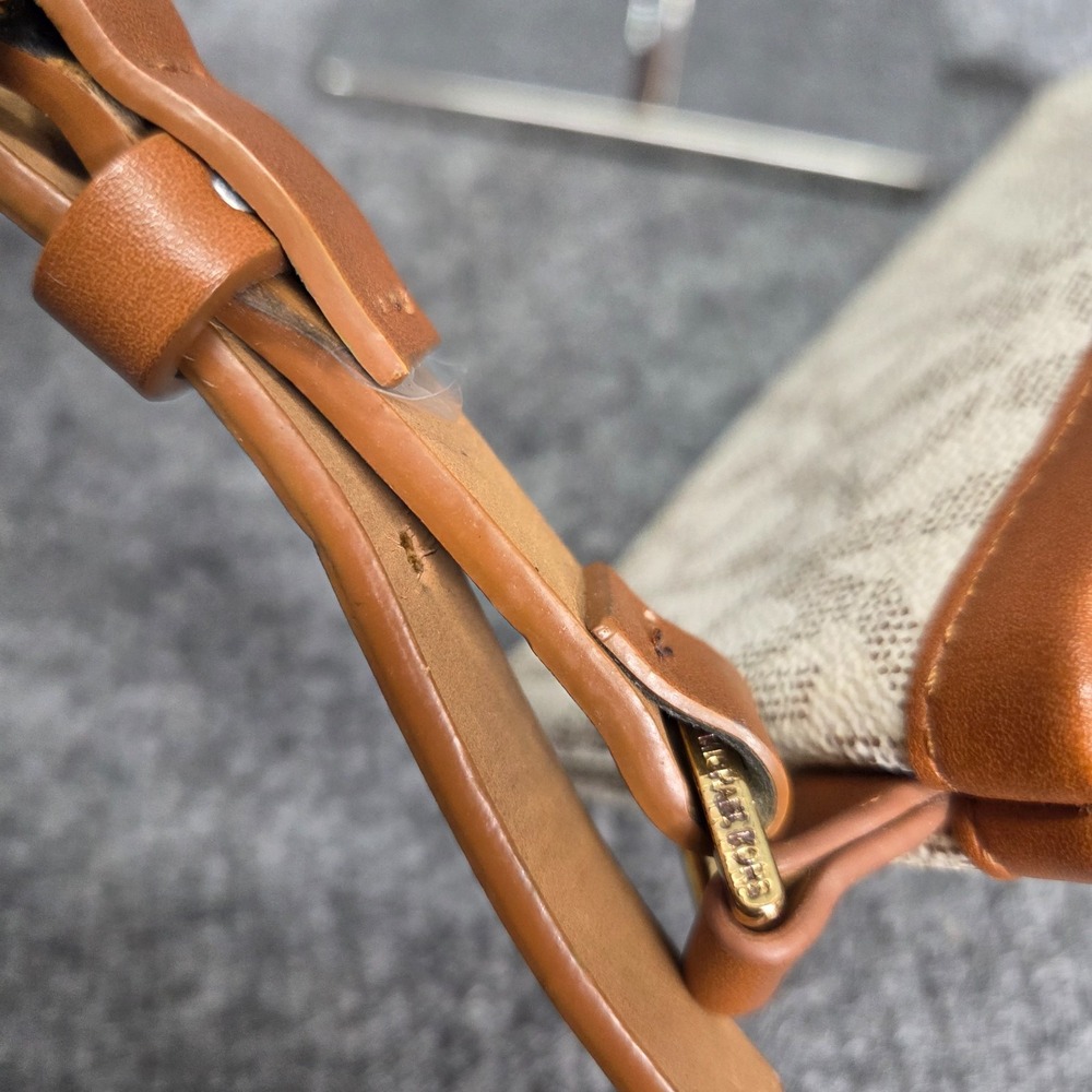 Michael Kors Brown Off White Genuine Leather Signature Logo Belt Bag Fanny Pack - Picture 6 of 16